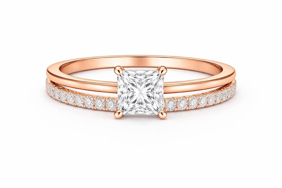 Thumbnail: 1.00ct IGI Certified Princess Eternity Lab Diamond Bridal Ring Set