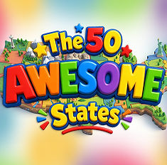 The 50 Awesome States single artwork with illustration of the United States in the background