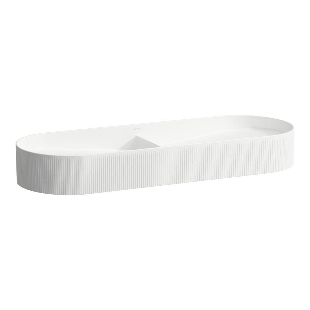 SONAR Double bowl washbasin with surface structure, incl. ceramic waste cover