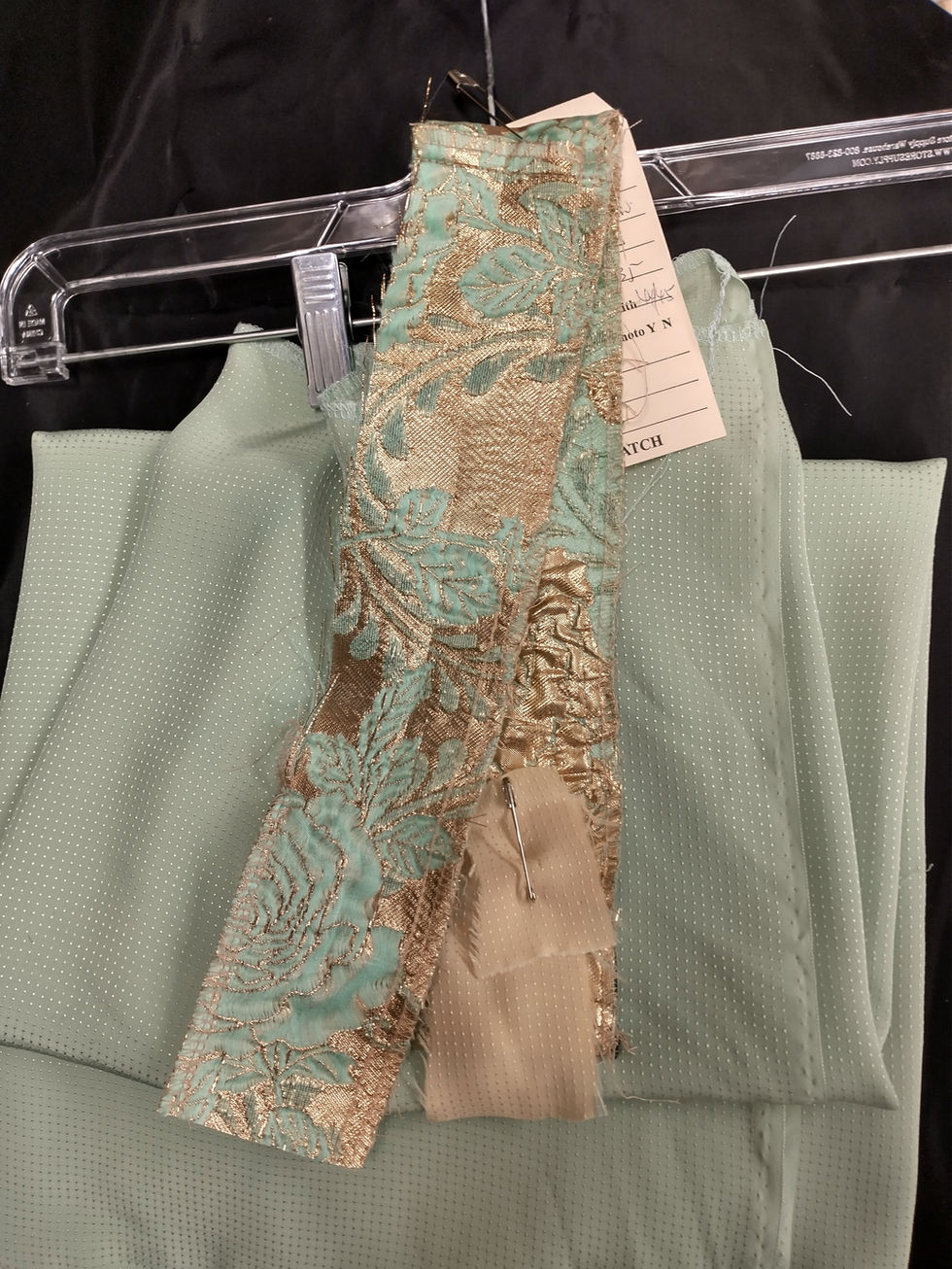 Dyed headscarf fabric with swatch of original and desired fabric to match