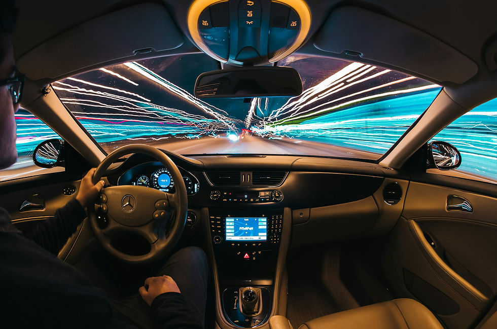 A car in highway at night