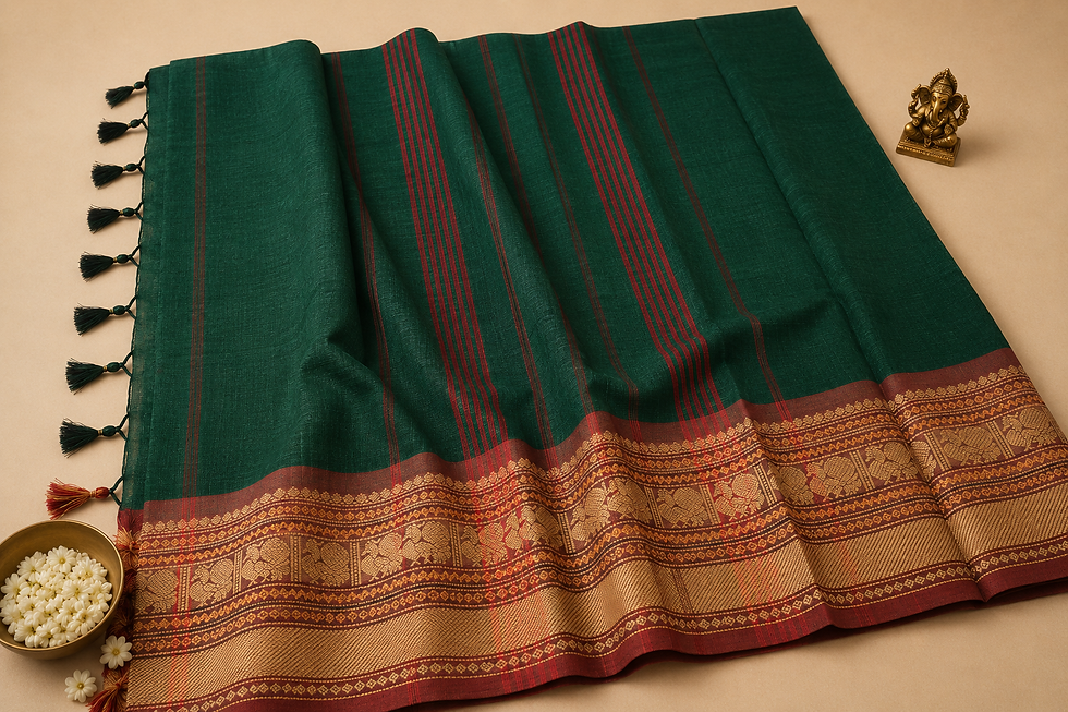 Thumbnail: Harithika Mangalagiri Cotton Saree with Kanchi Border
