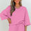 Thumbnail: Bonbon Solid Loose V Neck Half Sleeve Tee and Shorts