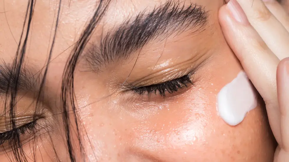Cream on a woman's face.