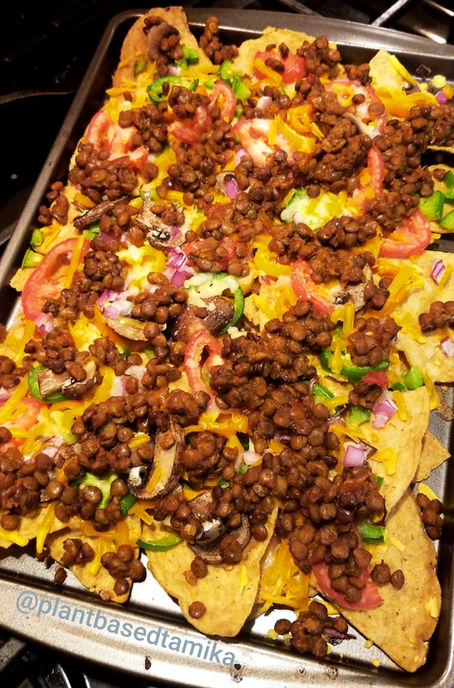 Vegan Baked Lentil Nachos