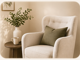 Comfortable chair representing a private coaching conversation