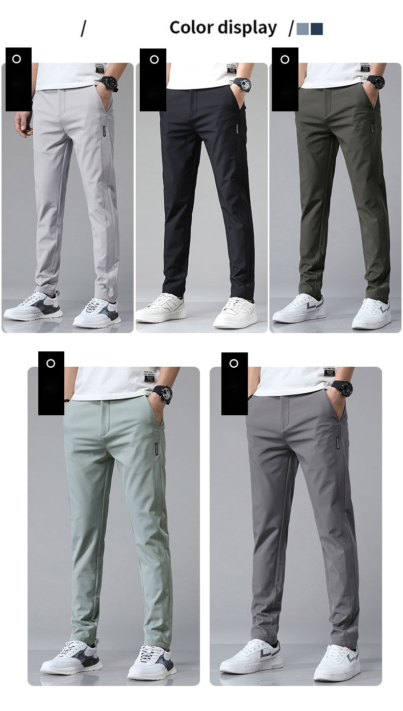 Thumbnail: 5 Colors Spring Summer Ultra-thin Men's Stretch Slim Straight Casual Pants High 