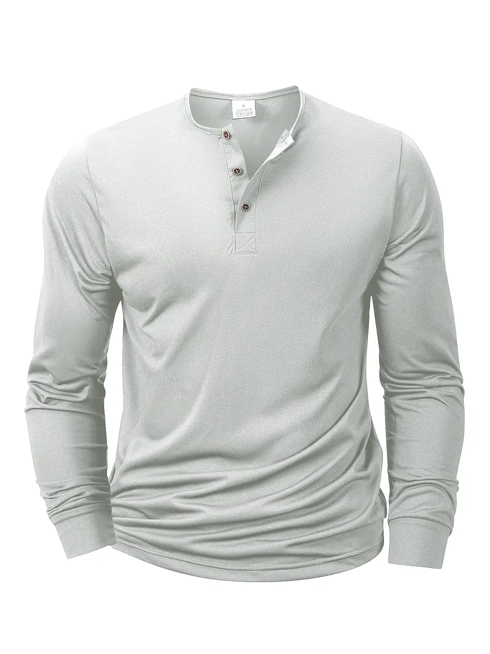 Thumbnail: New Men's Henley T-shirts Long Sleeve Basic Casual Band Collar T Shirts Comforta