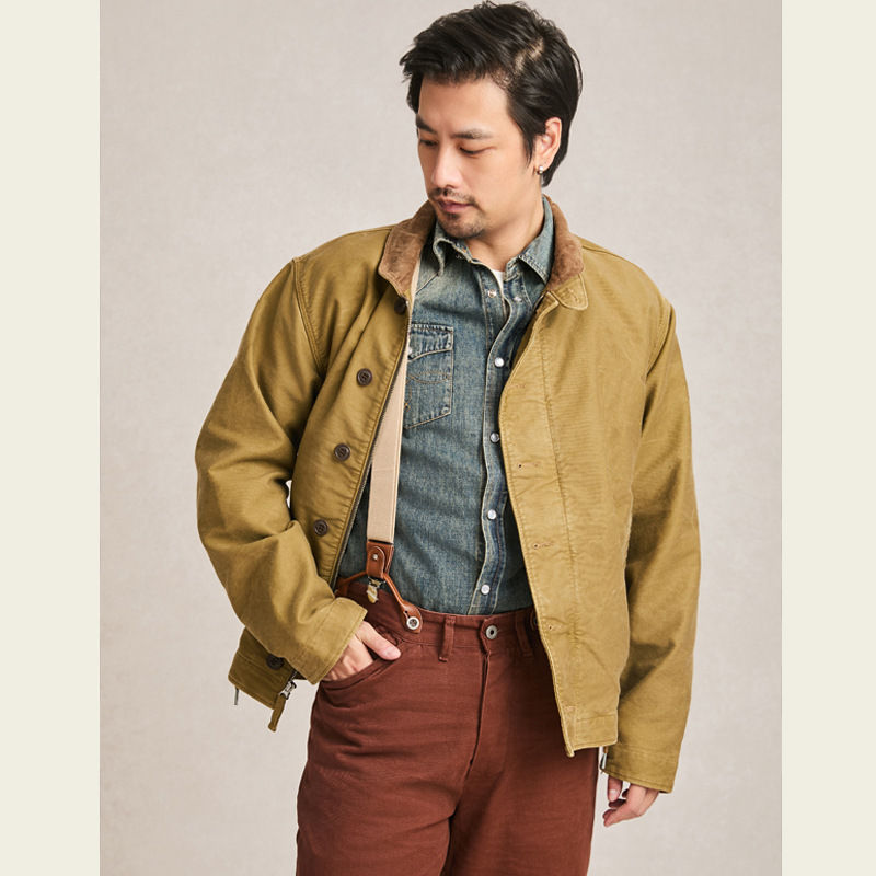 American Retro Casual Corduroy Stand Collar 100% Cotton Workwear Deck Jacket Aut