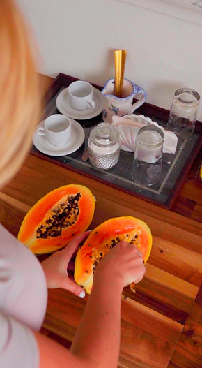 our skin nutritionist scooping papaya