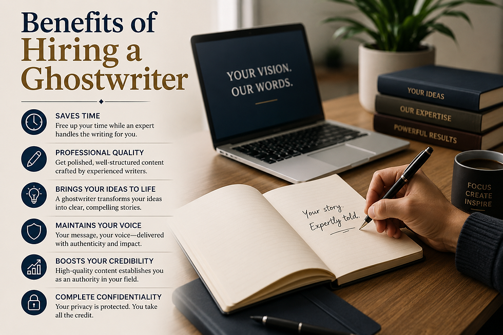 Top benefits of hiring professional ghostwriters for books.
