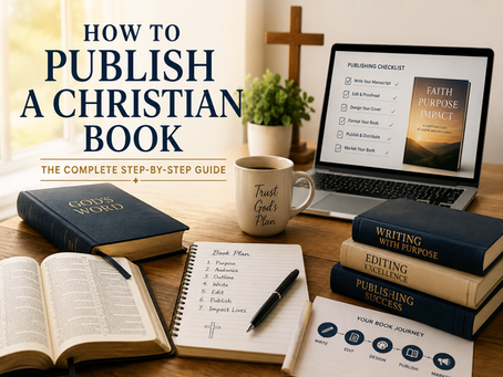 Author holding a Christian manuscript while preparing to publish a faith-based book with professional editing and publishing services.