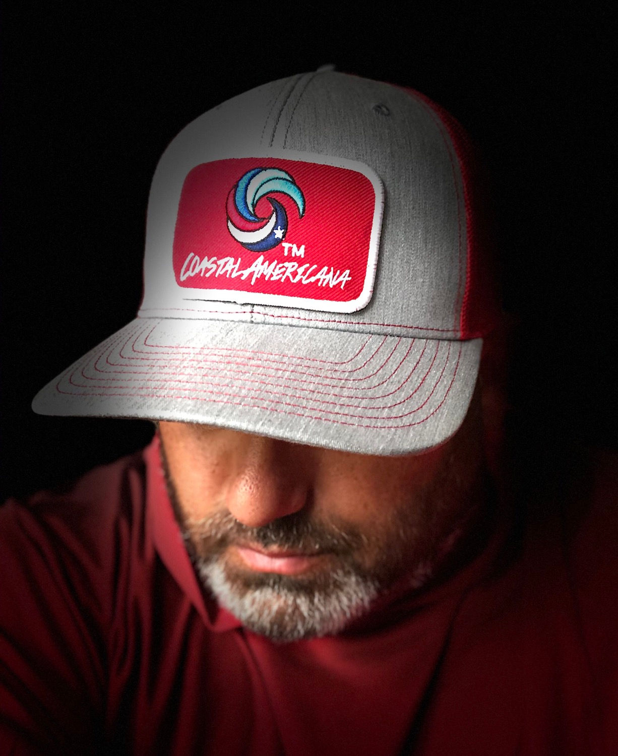 Red Patch Hat Trucker Heathered Grey/Red