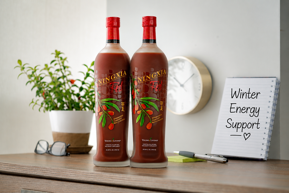 Ningxia Red bottles beside a Winter energy support checklist