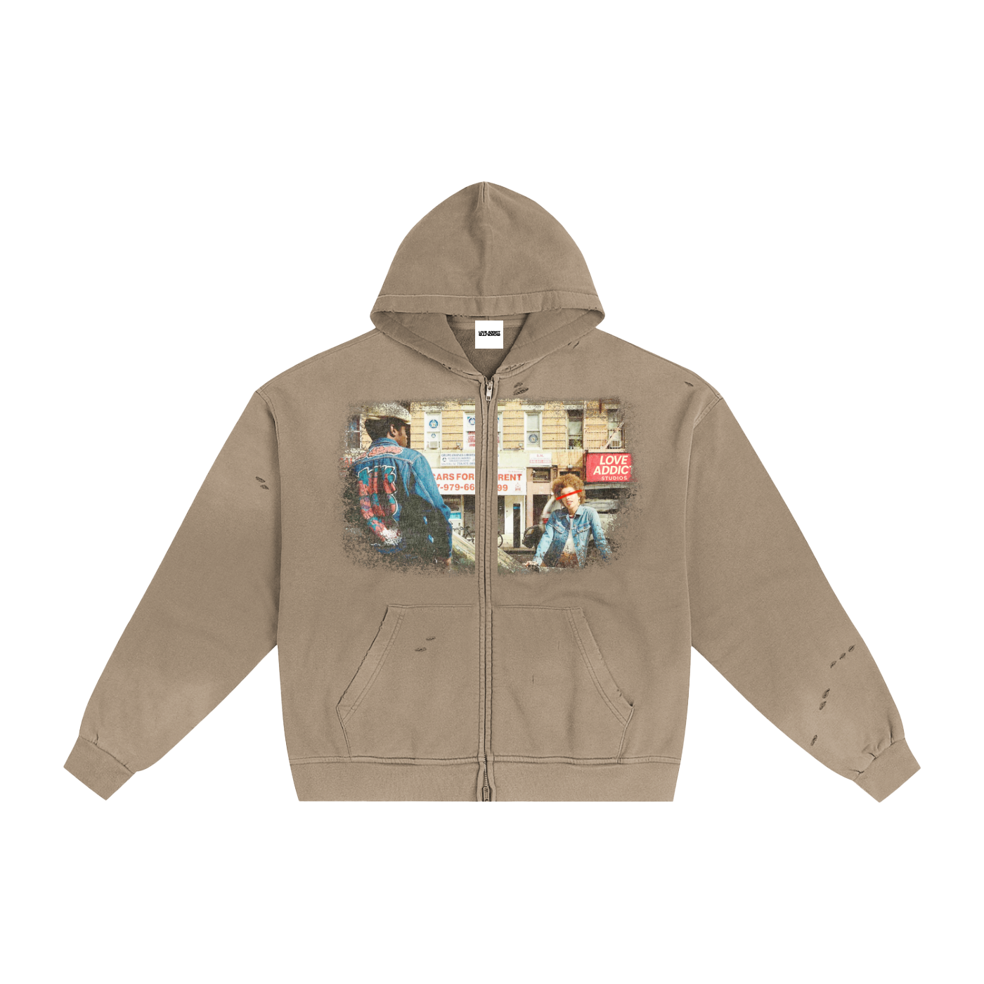 Hand-Frayed Sunfade Zip Hoodie