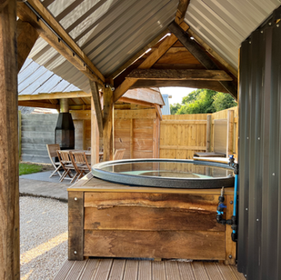 Glamping with hot tub.