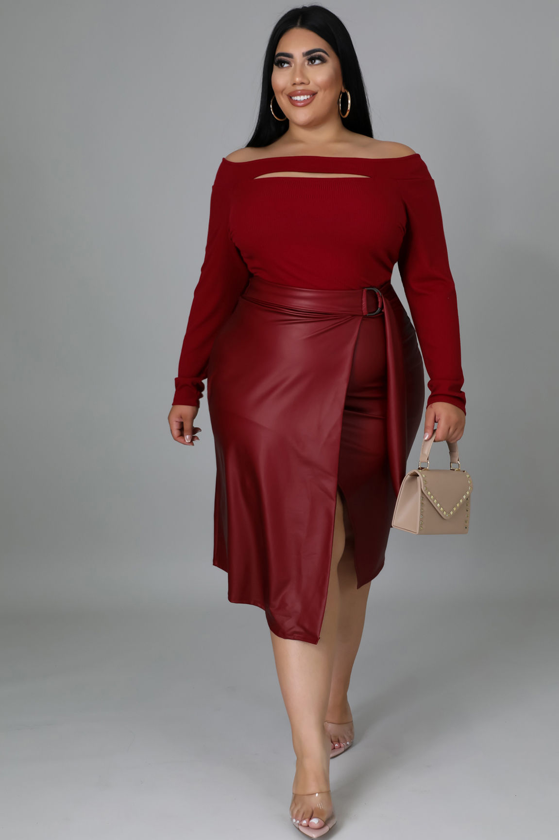 Plus Size Burgundy Dress