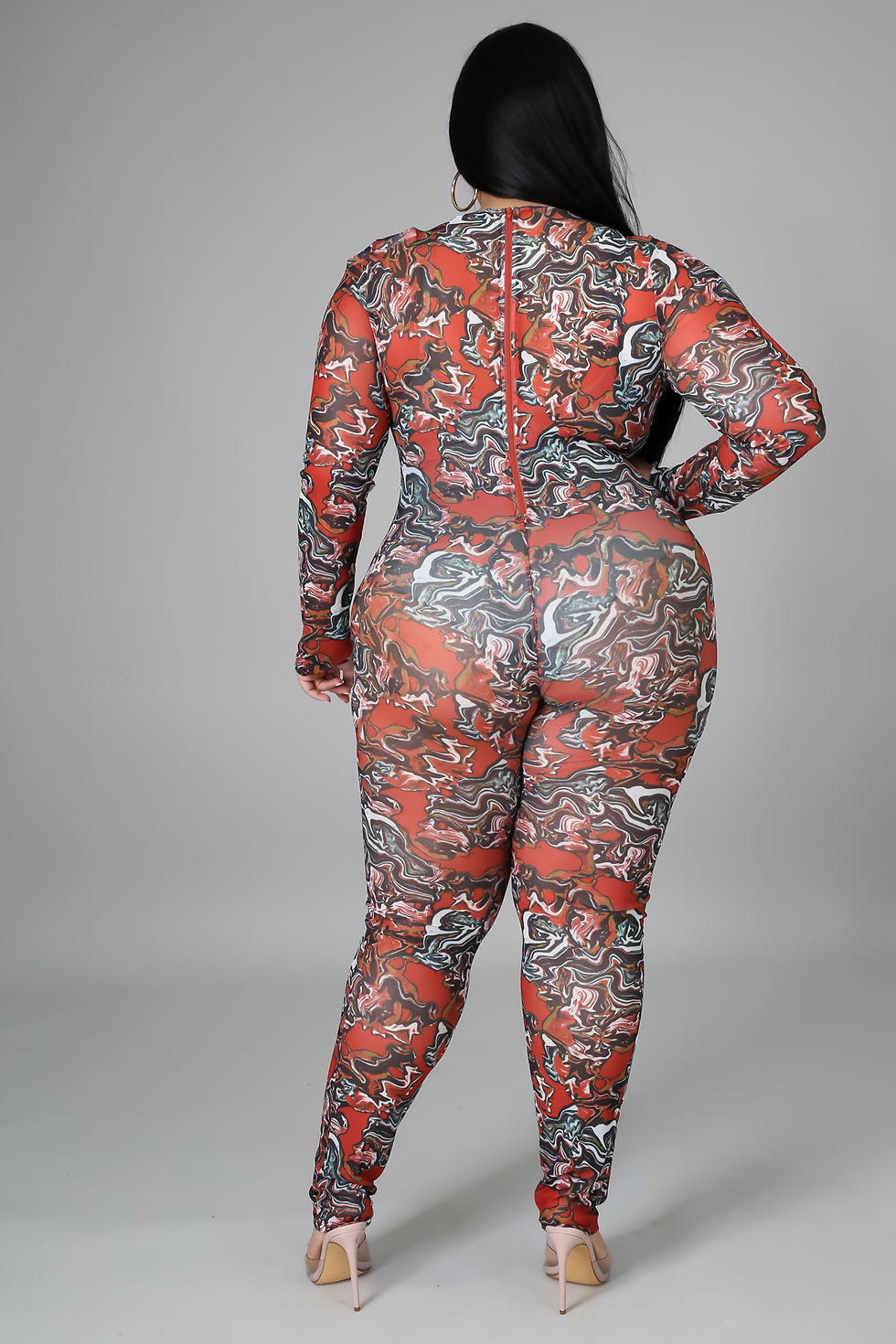 Thumbnail: Plus Size Chain Lace Up Jumpsuit