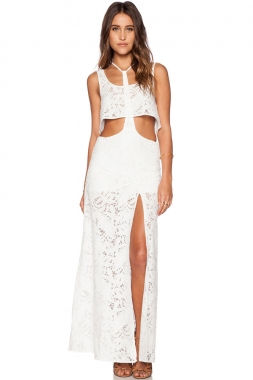 Sunchaser T-bar Crop Top Lace Maxi Skirt Set