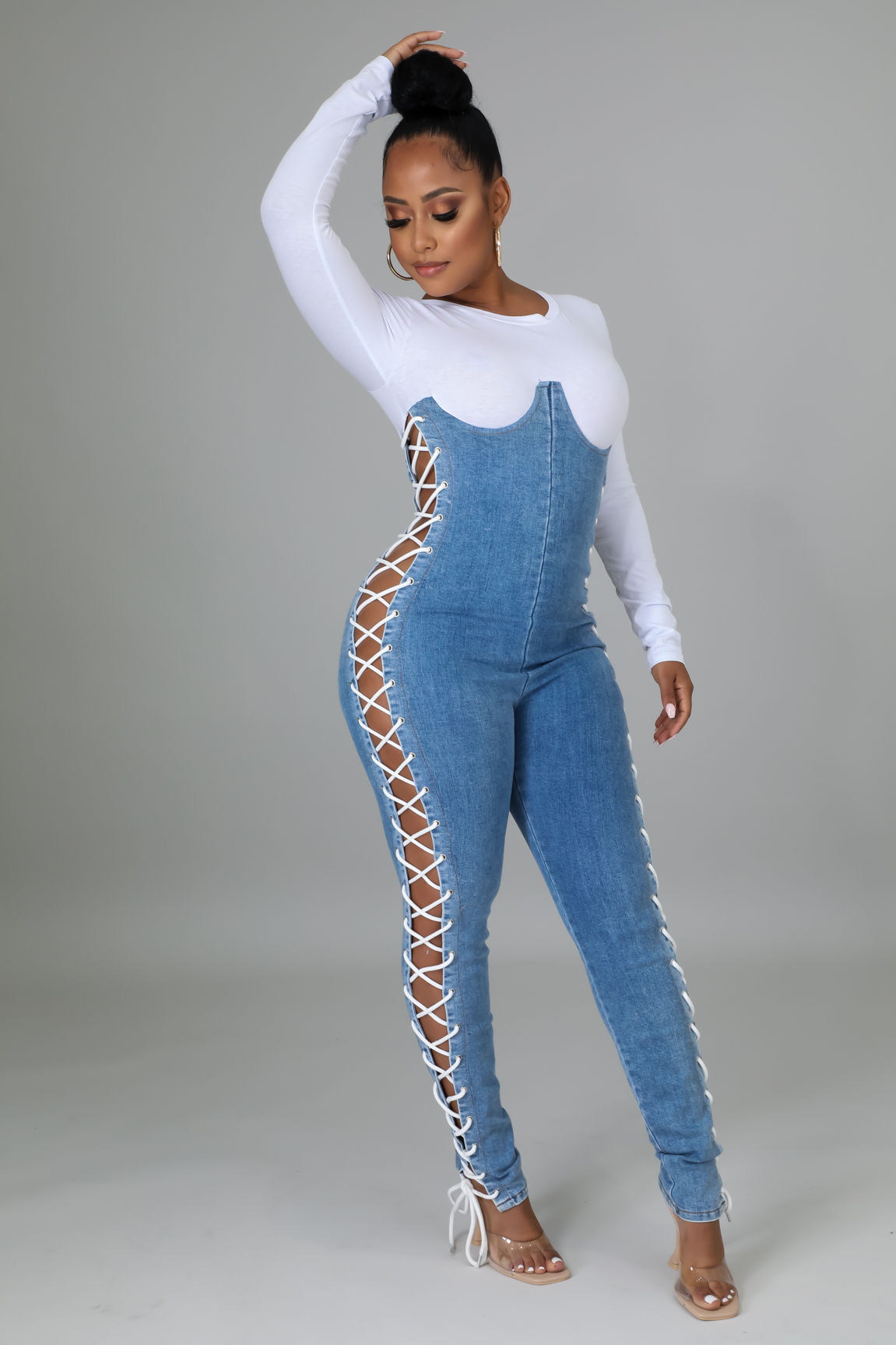 Underwire Lace Up Jumpsuit