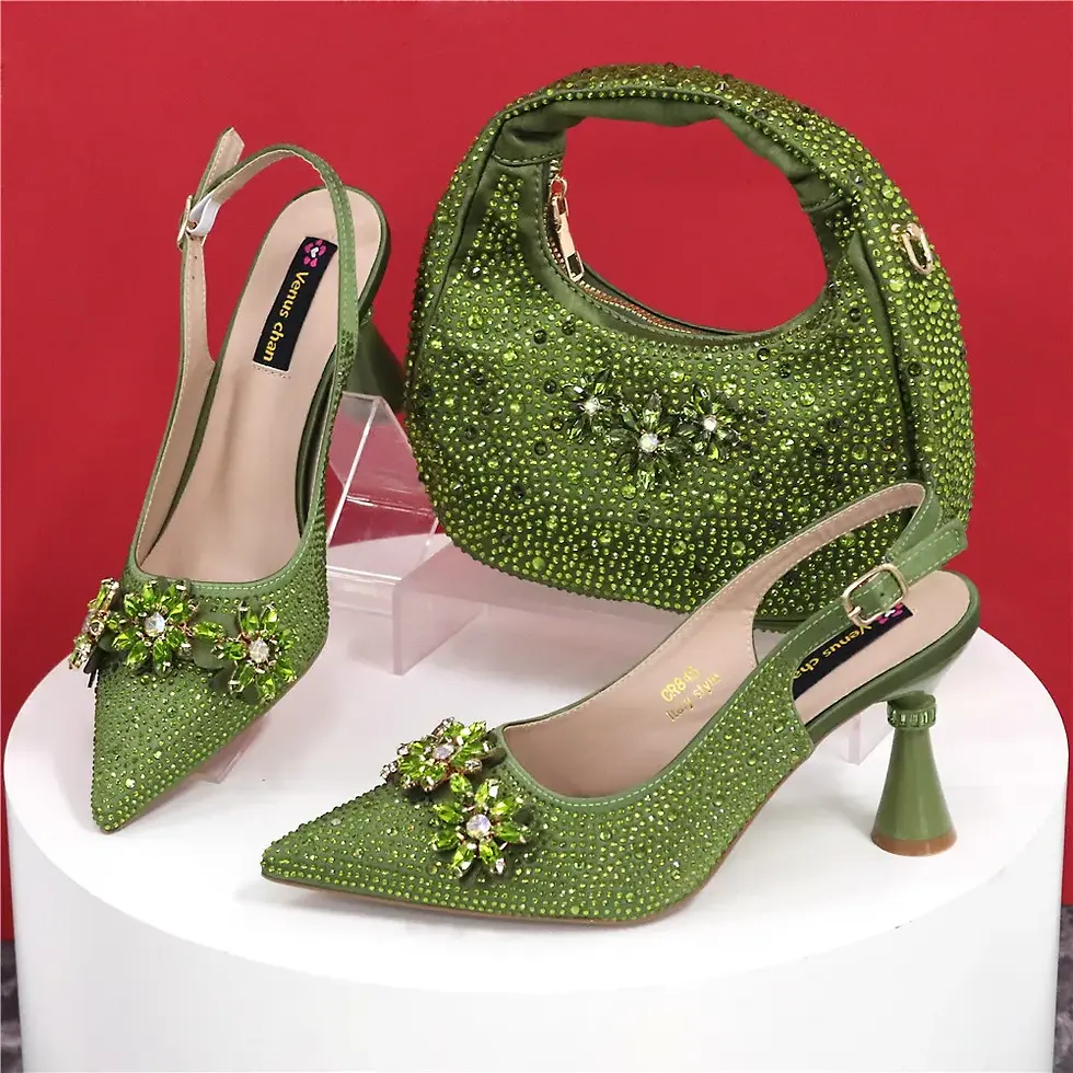 Thumbnail: Rhinestone Pointed Toe Heels Set