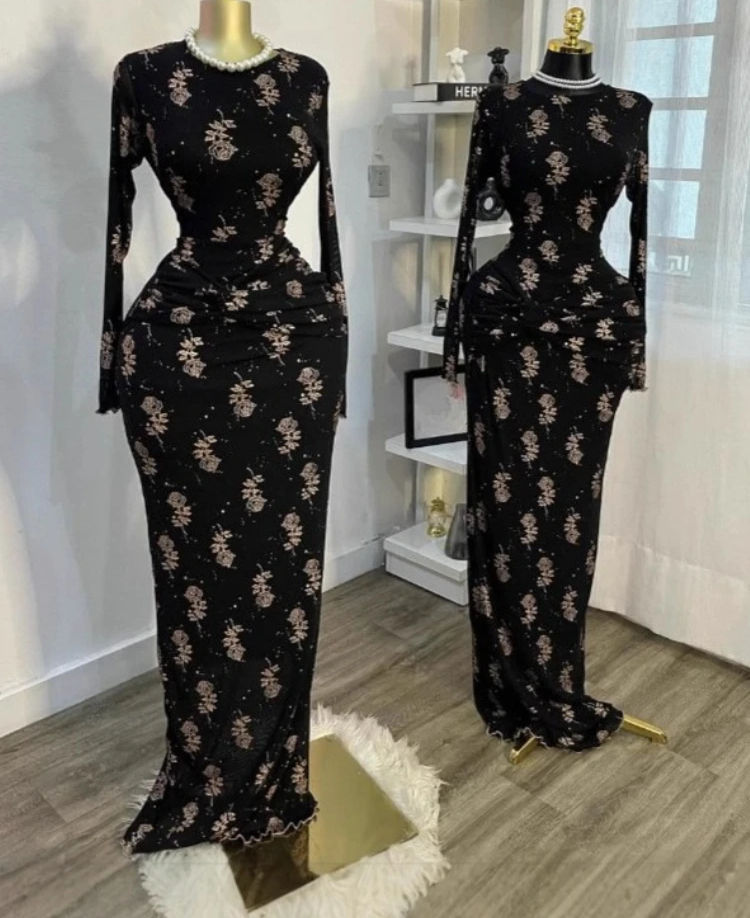 Thumbnail: Handmade Black Floral Print Dress
