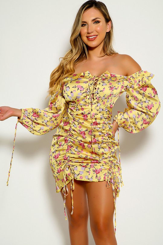Yellow Floral Print Dress