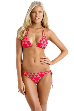 Rosy Nude Diamond Slide Triangular Bikini Swimwear