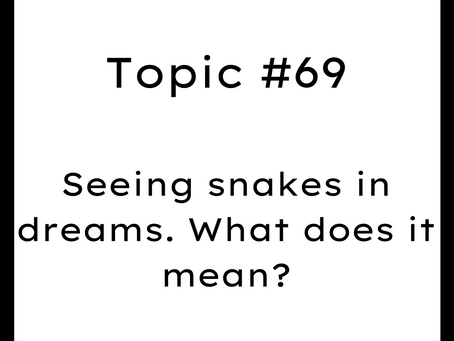 Topic #69: Seeing snakes in dreams. What does it mean?