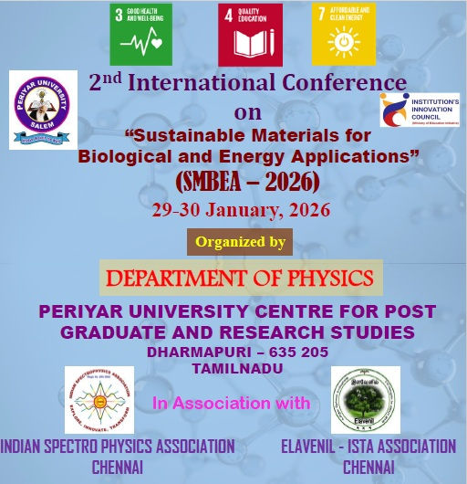 International Conference on Sustainable Materials for Biological and Energy Applications (SMBEA – 2026) during 29-30 Jan