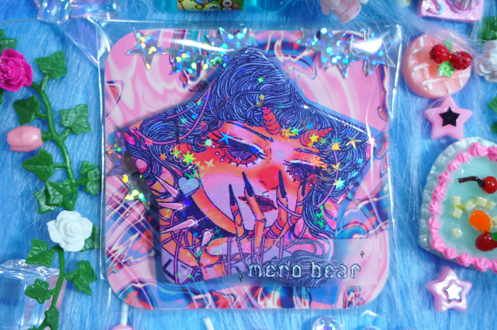 spikes girl star button pin