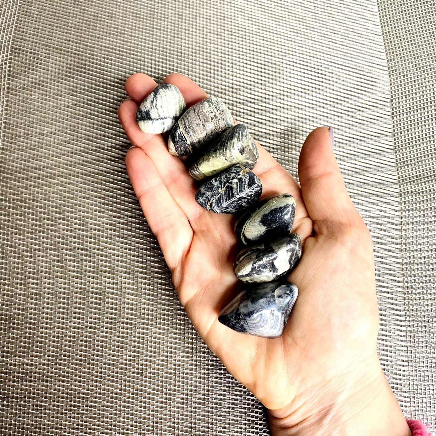 Silver Leaf Jasper Tumbled Stone Quartzed Crystals