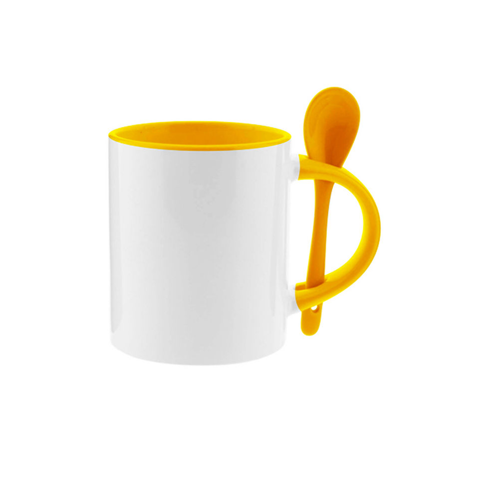 Miniatura: TAZAS SUBLIMABLES DE COLOR INTERNO Y ASA CON CUCHARA 11OZ