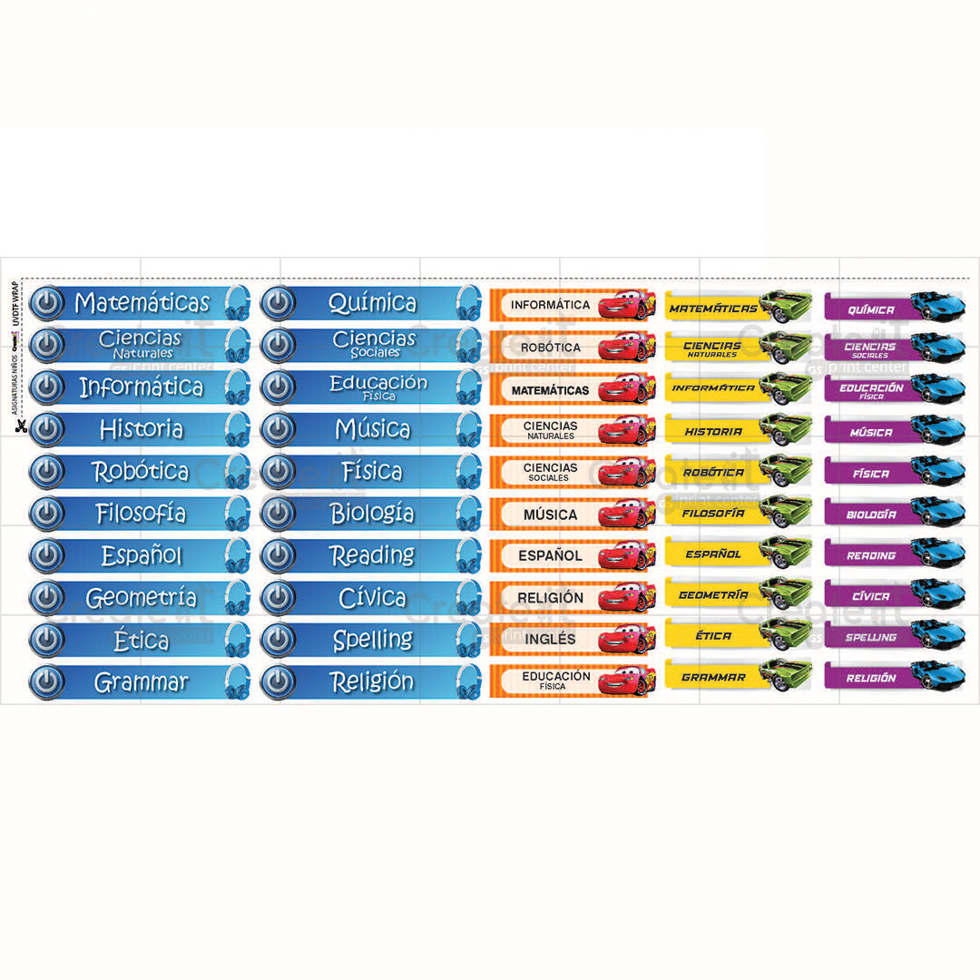 UVDTF WRAP - ASIGNATURAS NIÑOS - 4.5"x 10"