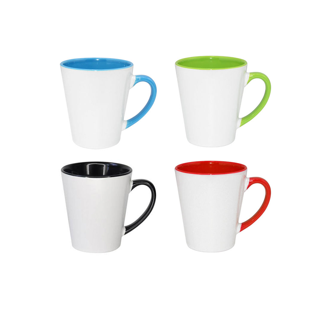 TAZA BLANCA CONICA DE 12 OZ SUBLIMABLE CON INTERIOR DE COLOR