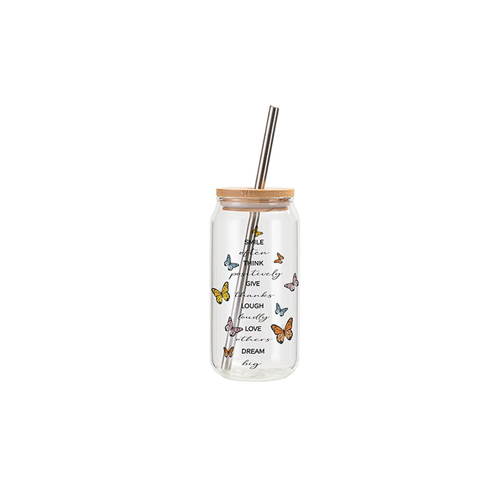 Miniatura: VASO DE VIDRIO SUBLIMABLE CON TAPA DE BAMBU Y CARRIZO 18OZ / 550ML