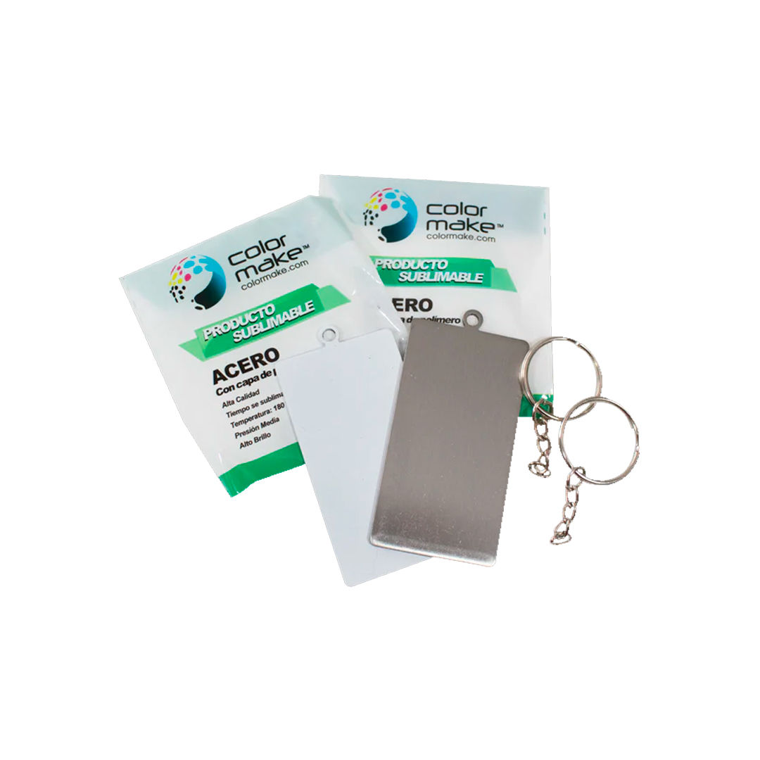 LLAVERO SUBLIMABLE DE ACERO COLOR MAKE RECTANGULAR