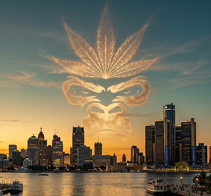Firefly_Gemini Flash_can you make me an image of downtown detroit and incorporate my logo