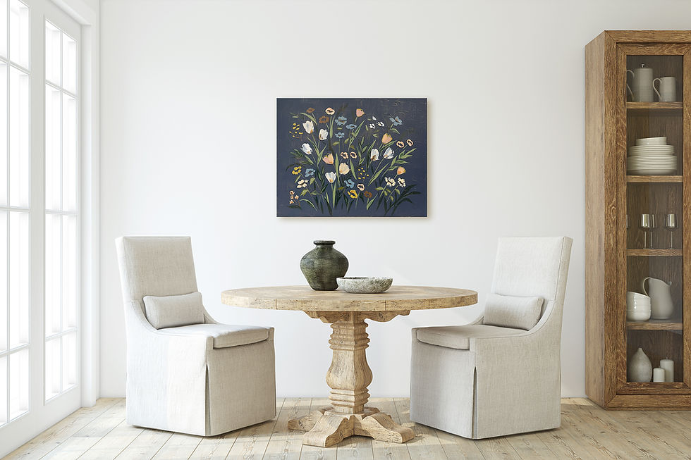 Thumbnail: 24x30" - Navy Moody Florals, No.8