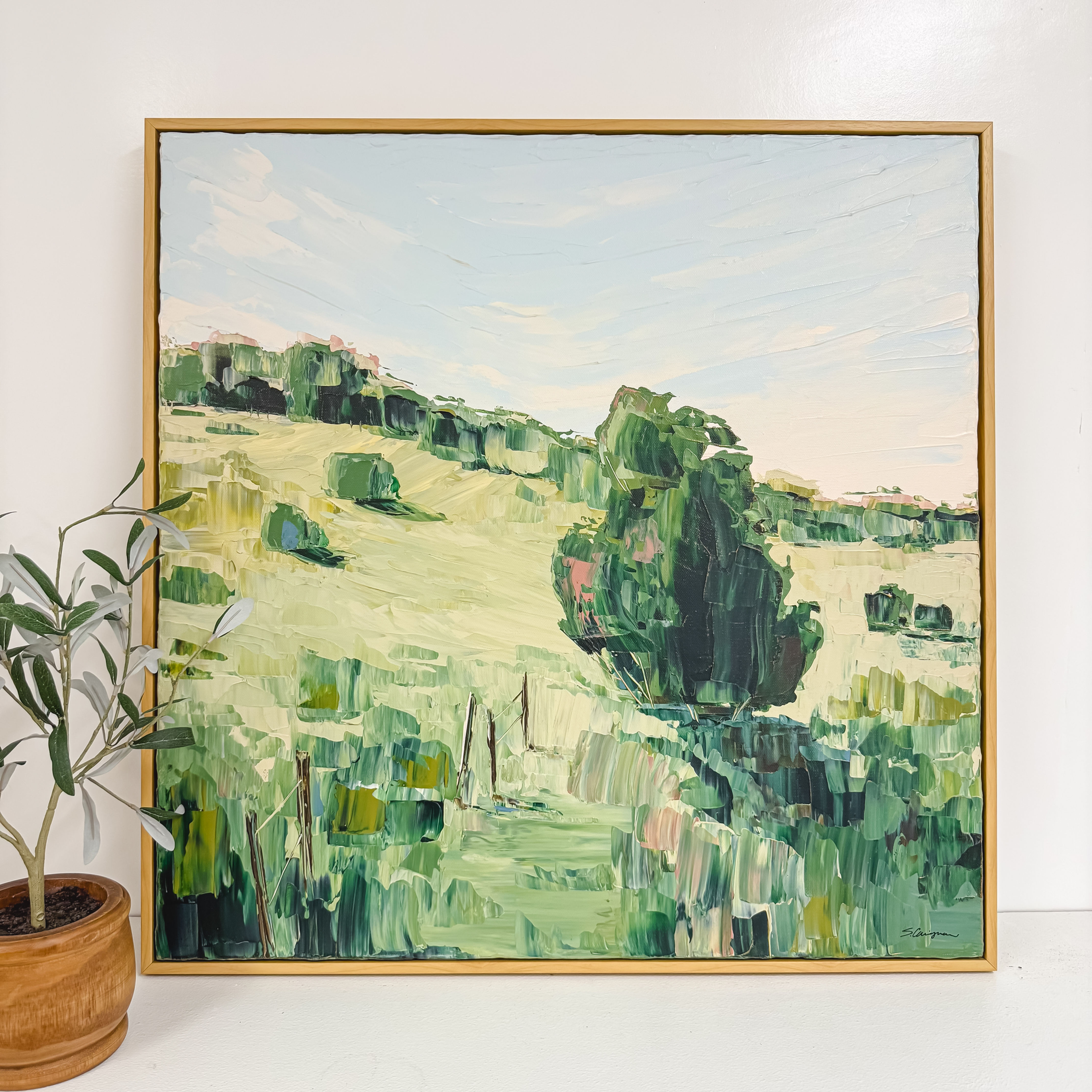 24x24 " - Upland Hillside Retreat, No.1 - Framed