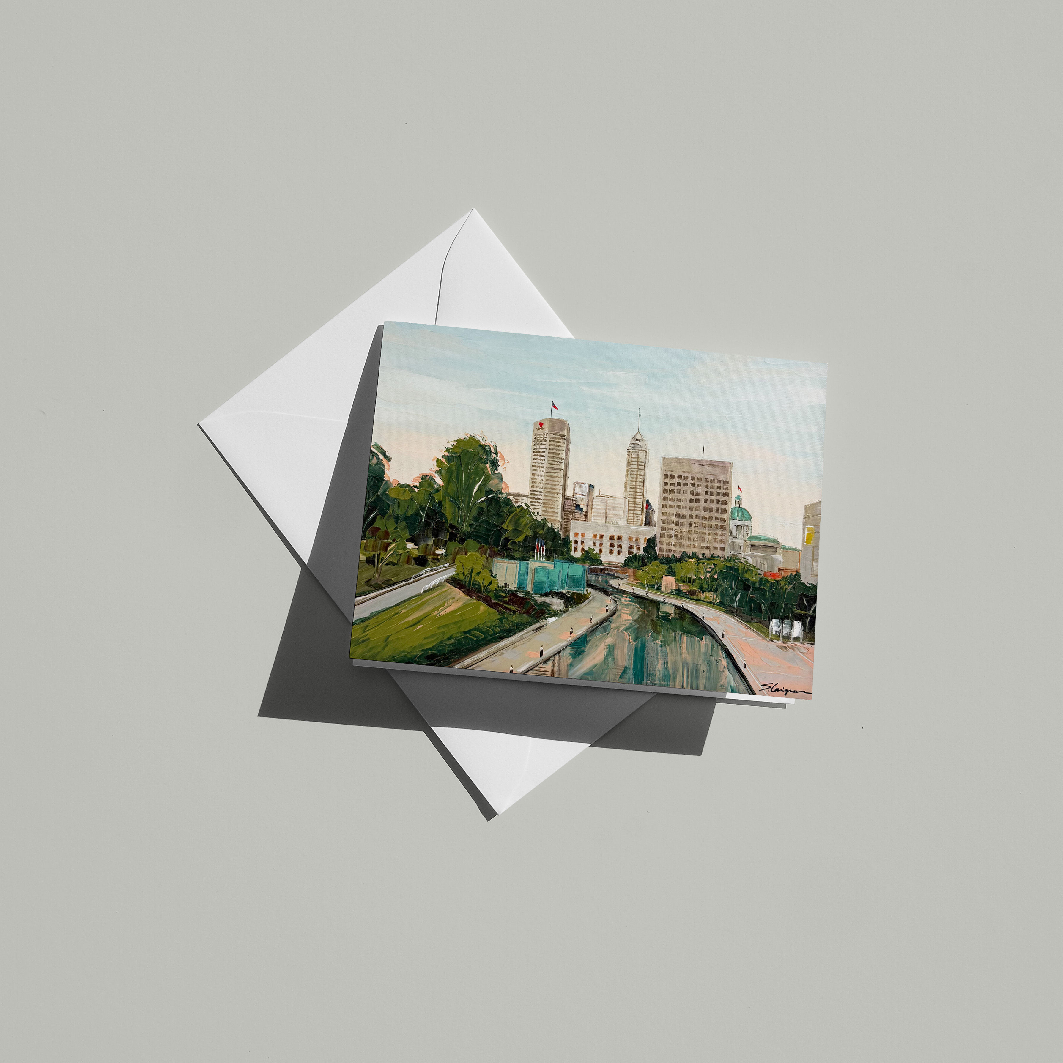 Indy Canal View Study - A2 Blank Folded Card