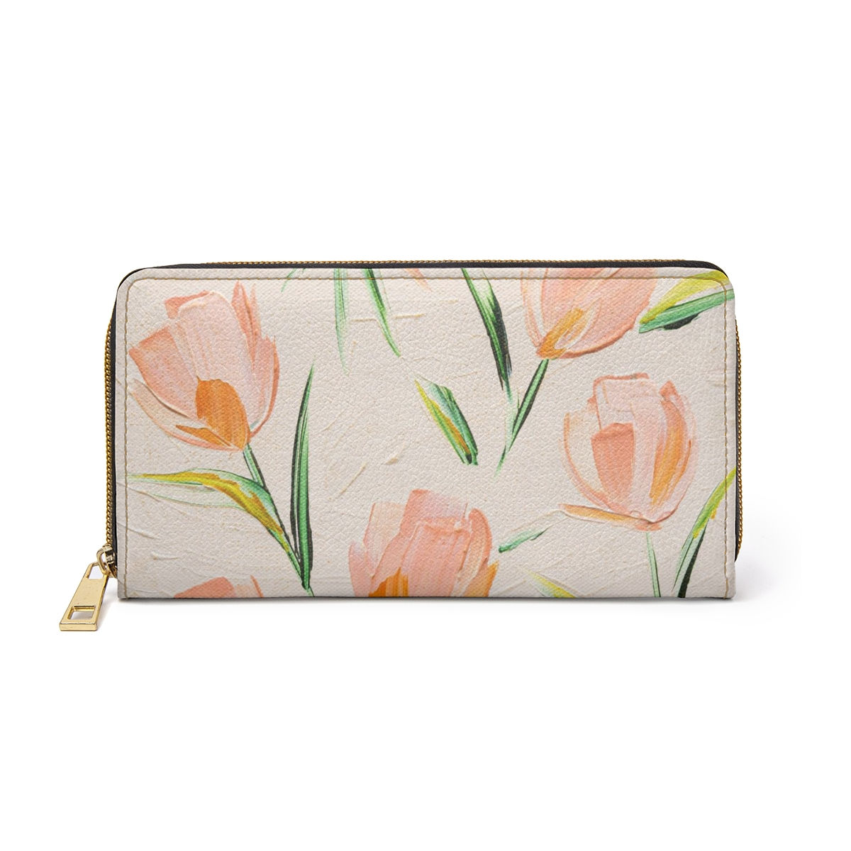 Zipper Wallet - Peach Tulips