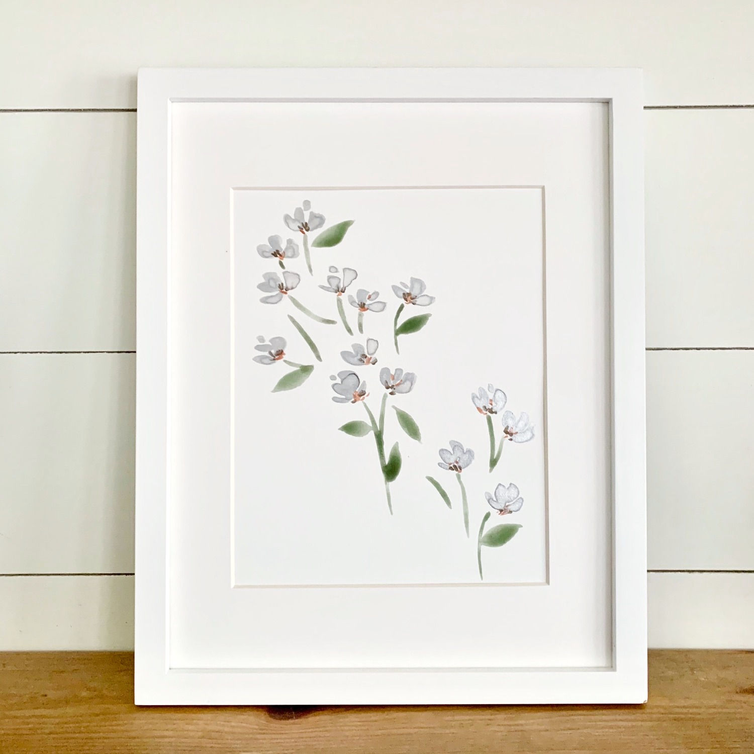 Small Gray/Silver Florals + Mat (8x10”)