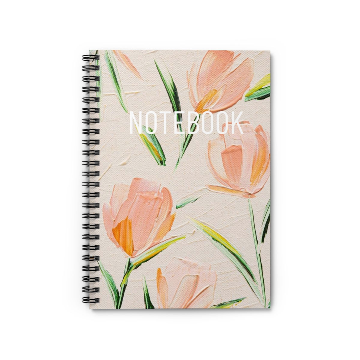 Spiral Notebook - Peach Tulips - Ruled Line