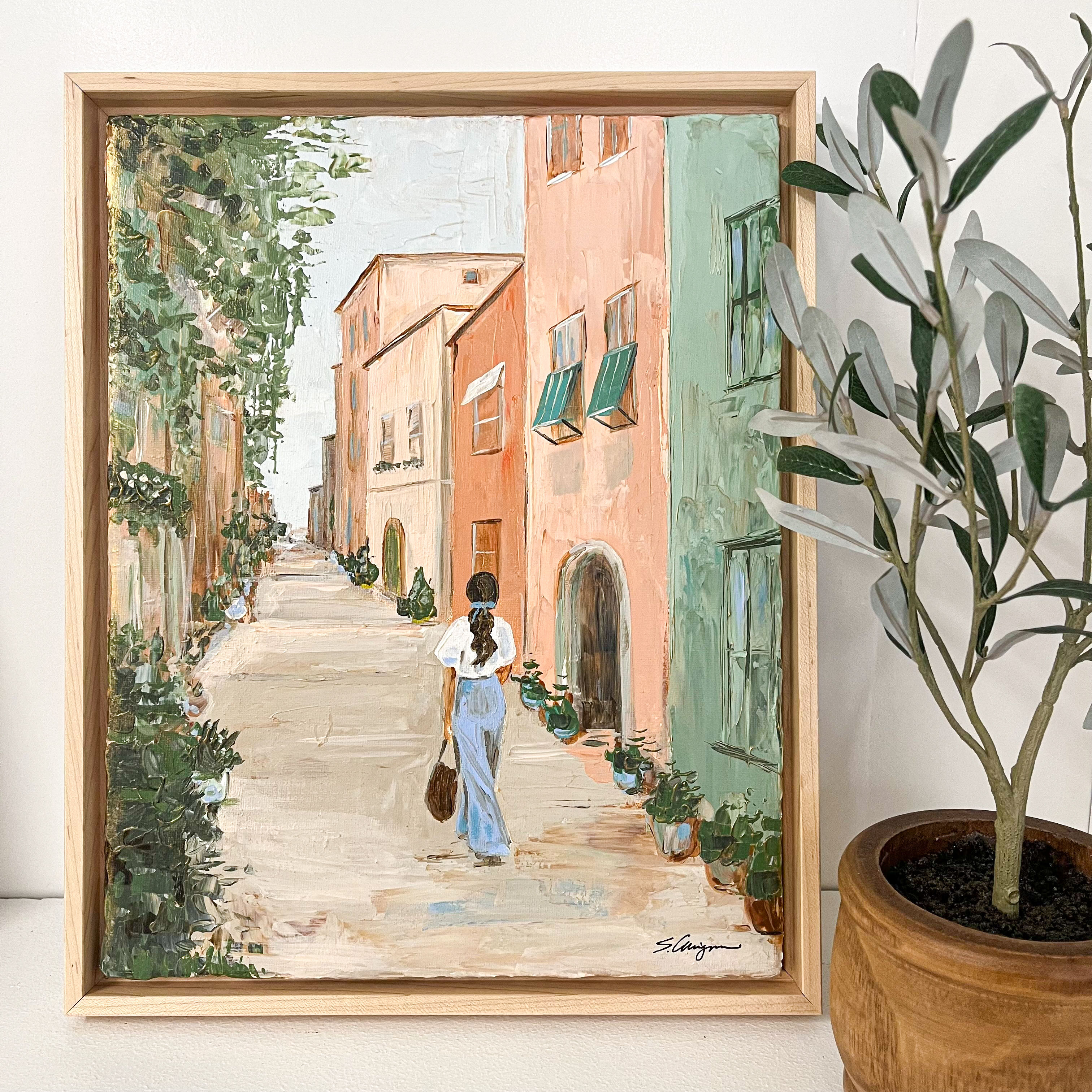 11x14" - Summer Alleyway Stroll -  Framed