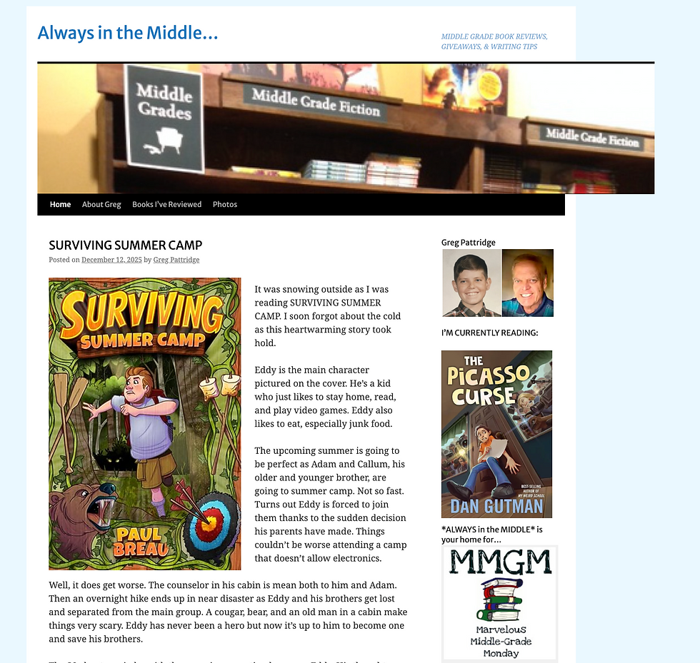 Marvelous Middle Grade review of Surviving Summer Camp
