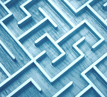Blue maze pattern representing business strategy, decision-making pathways, and navigating organizational complexity.