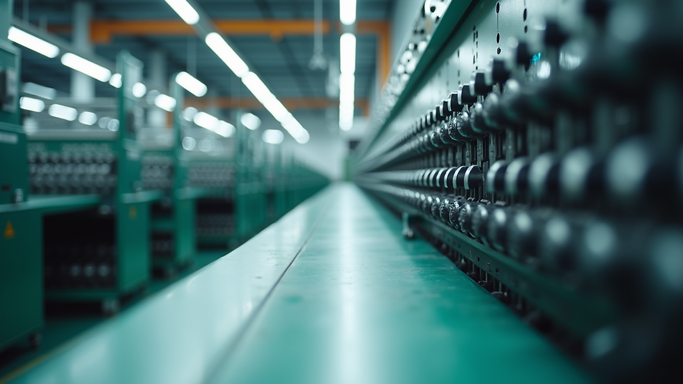 Eye-level view of a large textile manufacturing unit with machines