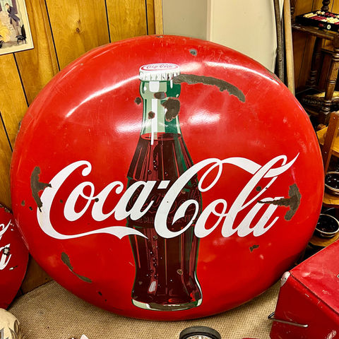 48" Metal Coca-Cola Button Sign