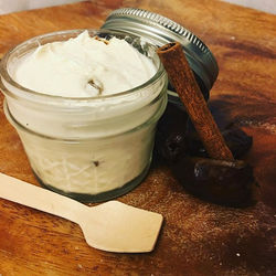 Homemade Greek yogurt with dates, cinnamon, and vanilla
